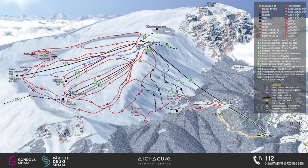 Sinaia map of ski trails
