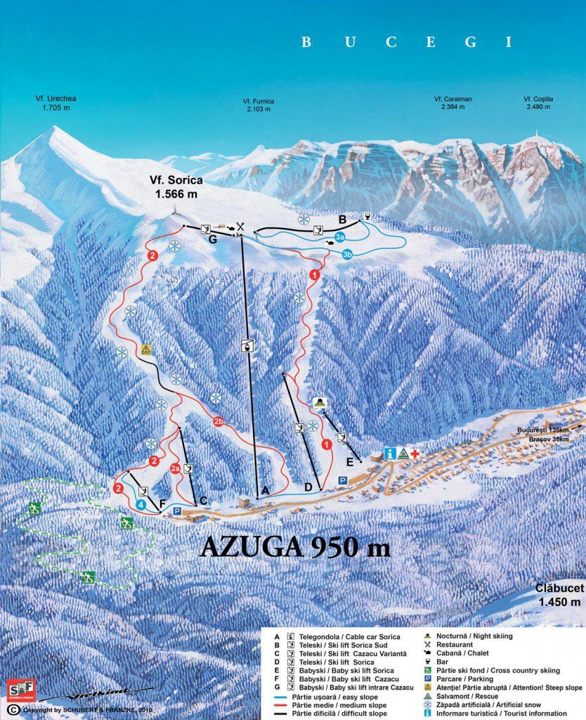 Azuga map of ski trails