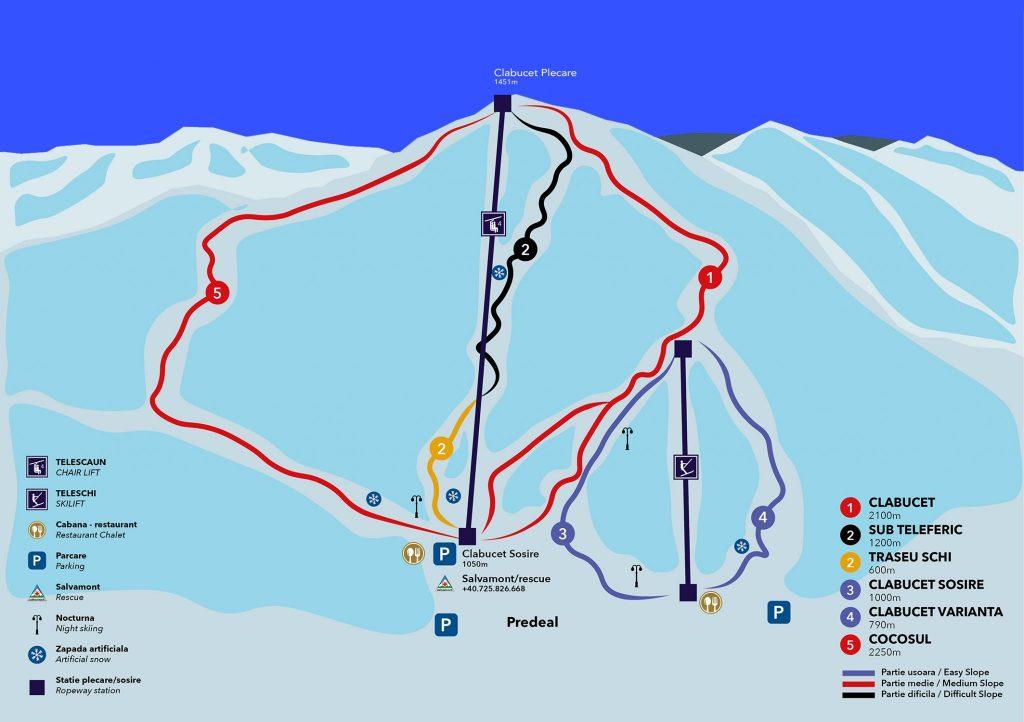 Predeal map of ski trails